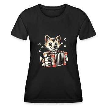 Cat Playing Accordion Musician Accordionist Accord - Women's Functional T-Shirt - black - Front - AI Model Female 172 light (172cm)