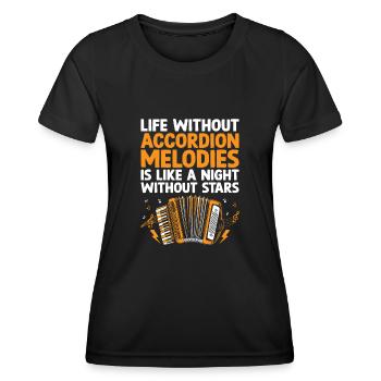 Das Leben ohne Akkordeon-Melodien ist wie eine Nacht-Klimaanlage - Frauen Funktions-T-Shirt - Schwarz - Vorne - AI Model Female 172 light (172cm)