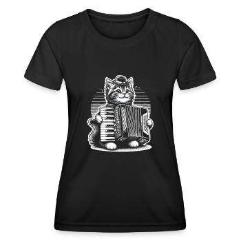 Cat Playing Accordion Musician Accordionist Accord - Women's Functional T-Shirt - black - Front - AI Model Female 172 light (172cm)