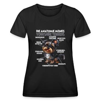 Yorkshire Terrier Hundehalter T Terrier Anatomie - Frauen Funktions-T-Shirt - Schwarz - Vorne - AI Model Female 172 light (172cm)