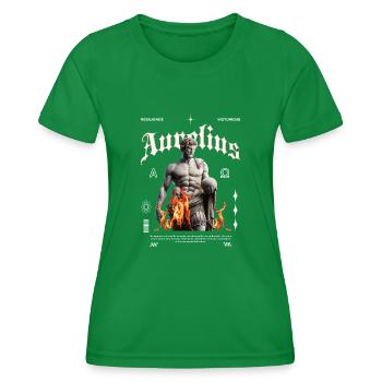 Marcus Aurelius Stoic Streetwear - Women's Functional T-Shirt - kelly green - Front - AI Model Female 172 dark (172cm)