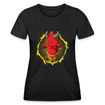 Le petit bébé diable au trident - T-shirt sport Femme - noir - Devant - AI Model Female 172 light (172cm)
