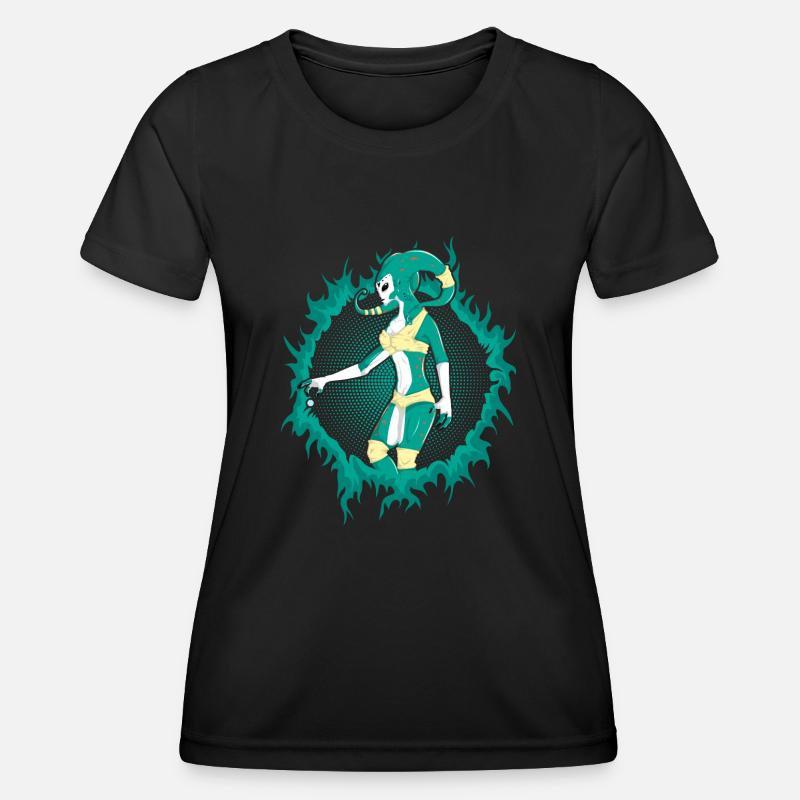 Alien with Halftone Background - Women's Functional T-Shirt - black