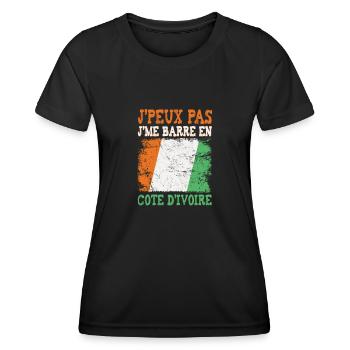 Je peux pas je me barre en Côte d'Ivoire. Ivoirien - T-shirt sport Femme - noir - Devant - AI Model Female 172 light (172cm)