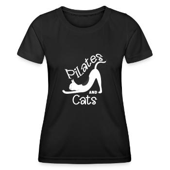 Motif de relaxation Pilates et chats - T-shirt sport Femme - noir - Devant - AI Model Female 172 light (172cm)