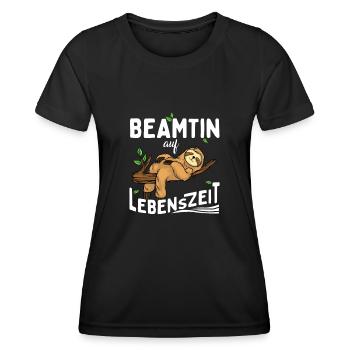 Paresseux Fonctionnaire à vie Fonctionnaire à vie - T-shirt sport Femme - noir - Devant - AI Model Female 172 light (172cm)