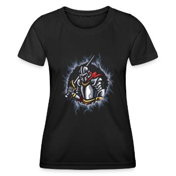Knight with Halftone Fire Background - Women's Functional T-Shirt - black - Front - AI Model Female 172 light (172cm)
