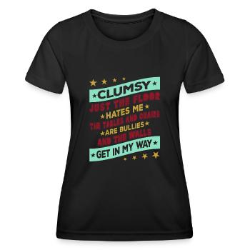Ich Bin Nicht Tollpatschig Die Wände Sind Im Weg - Frauen Funktions-T-Shirt - Schwarz - Vorne - AI Model Female 172 light (172cm)