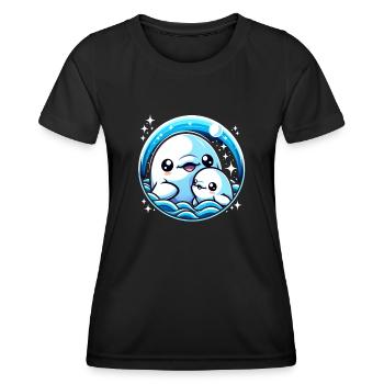 Mutter Und Baby Belugawal Meeressäugetier - Frauen Funktions-T-Shirt - Schwarz - Vorne - AI Model Female 172 light (172cm)