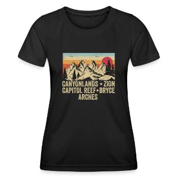 Erkunden Sie die Berge der Utah-Nationalparks - Frauen Funktions-T-Shirt - Schwarz - Vorne - AI Model Female 172 light (172cm)