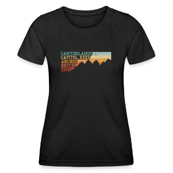 Explorez les montagnes des parcs nationaux de l’Utah - T-shirt sport Femme - noir - Devant - AI Model Female 172 light (172cm)