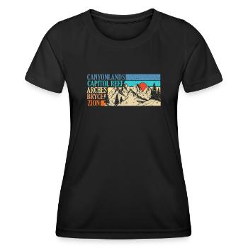 Explore Utah National Parks Mountains - Women's Functional T-Shirt - black - Front - AI Model Female 172 light (172cm)