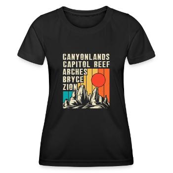 Explorez les montagnes des parcs nationaux de l’Utah - T-shirt sport Femme - noir - Devant - AI Model Female 172 light (172cm)