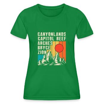 Explorez les montagnes des parcs nationaux de l’Utah - T-shirt sport Femme - vert - Devant - AI Model Female 172 dark (172cm)