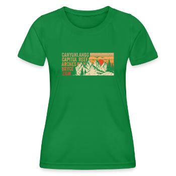Explorez les montagnes des parcs nationaux de l’Utah - T-shirt sport Femme - vert - Devant - AI Model Female 172 dark (172cm)