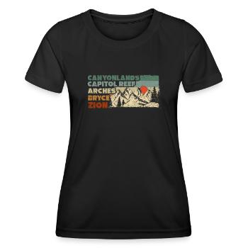 Explorez les montagnes des parcs nationaux de l’Utah - T-shirt sport Femme - noir - Devant - AI Model Female 172 light (172cm)