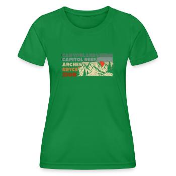 Explorez les montagnes des parcs nationaux de l’Utah - T-shirt sport Femme - vert - Devant - AI Model Female 172 dark (172cm)
