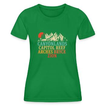 Explorez les montagnes des parcs nationaux de l’Utah - T-shirt sport Femme - vert - Devant - AI Model Female 172 dark (172cm)