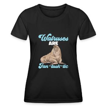 Walross - Frauen Funktions-T-Shirt - Schwarz - Vorne - AI Model Female 172 light (172cm)