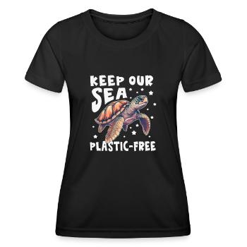 Keep Our Sea Plastic-Free Turtle - Women's Functional T-Shirt - black - Front - AI Model Female 172 light (172cm)