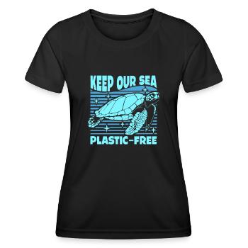 Keep Our Sea Plastic-Free Turtle - Women's Functional T-Shirt - black - Front - AI Model Female 172 light (172cm)