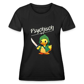 Psychisch am Ente - Lustiger Enten Spass - Frauen Funktions-T-Shirt - Schwarz - Vorne - AI Model Female 172 light (172cm)