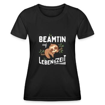 Paresseux Fonctionnaire à vie Fonctionnaire à vie - T-shirt sport Femme - noir - Devant - AI Model Female 172 light (172cm)