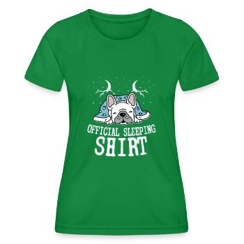 Chemise de couchage officielle Bouledogue Français Propriétaire de chien - T-shirt sport Femme - vert - Devant - AI Model Female 172 dark (172cm)