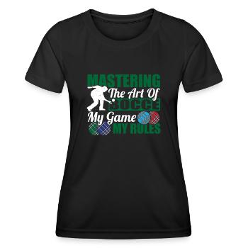 Activités de pétanque Activités de remise en forme Équipement de pétanque - T-shirt sport Femme - noir - Devant - AI Model Female 172 light (172cm)