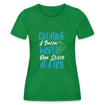 Kreuzstich Nähen Kreuzstich I Love Cross Stitch - Frauen Funktions-T-Shirt - Kelly Green - Vorne - AI Model Female 172 dark (172cm)