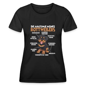 Lustiges Rottweiler Shirt Hundehalter Rottweiler - Frauen Funktions-T-Shirt - Schwarz - Vorne - AI Model Female 172 light (172cm)