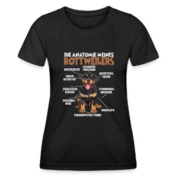 Rottweiler T Gassi Hundehalter Rottweiler Gassi - Frauen Funktions-T-Shirt - Schwarz - Vorne - AI Model Female 172 light (172cm)