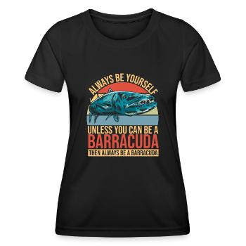 Cadeau pour les amateurs de poissons Barracuda - T-shirt sport Femme - noir - Devant - AI Model Female 172 light (172cm)