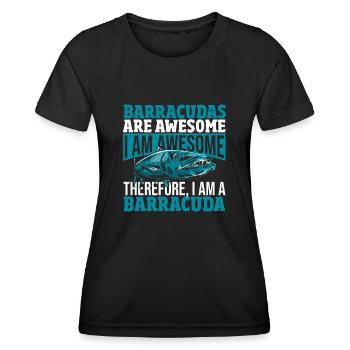 Cadeau pour les amateurs de poissons Barracuda - T-shirt sport Femme - noir - Devant - AI Model Female 172 light (172cm)