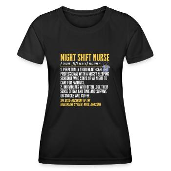 Infirmière de nuit - T-shirt sport Femme - noir - Devant - AI Model Female 172 light (172cm)