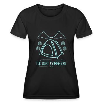 Tent Camping Tents Outdoor Hike Hiking - Frauen Funktions-T-Shirt - Schwarz - Vorne - AI Model Female 172 light (172cm)