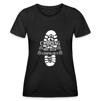 Camping Tents Outdoor Hike Hiking Tent - Frauen Funktions-T-Shirt - Schwarz - Vorne - AI Model Female 172 light (172cm)