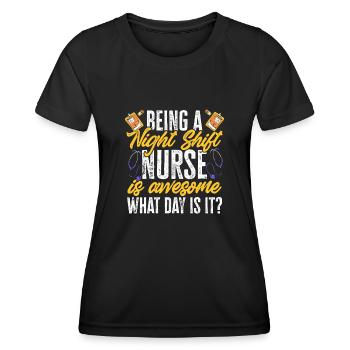 Night Shift Nurse - Women's Functional T-Shirt - black - Front - AI Model Female 172 light (172cm)