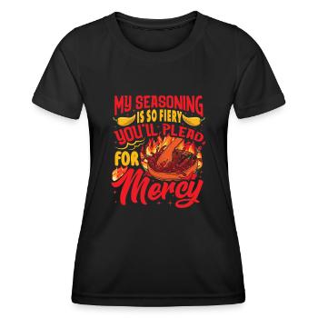 Chef passionné de cuisine et gourmand avec - T-shirt sport Femme - noir - Devant - AI Model Female 172 light (172cm)