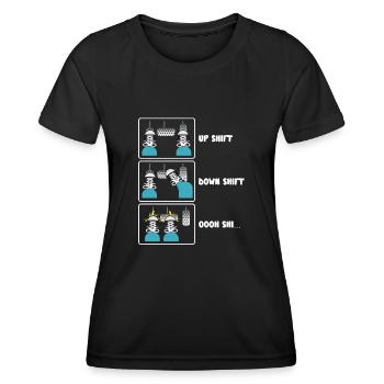 Up Shift Down Shift Funny Car Gear Changes - Women's Functional T-Shirt - black - Front - AI Model Female 172 light (172cm)
