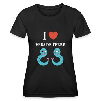 Humour ver de terre - T-shirt sport Femme - noir - Devant - AI Model Female 172 light (172cm)