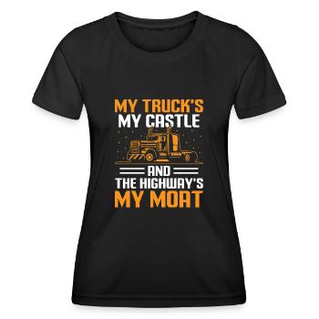 Camionneur Conduisant Papa Camionneur Père Chauffeur De Camion - T-shirt sport Femme - noir - Devant - AI Model Female 172 light (172cm)