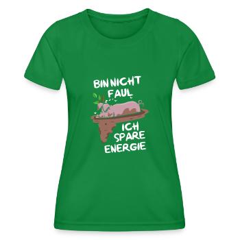 I'm not lazy, I save energy, pot-bellied pig - Women's Functional T-Shirt - kelly green - Front - AI Model Female 172 dark (172cm)