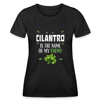 CILANTRO ist der Name meines Feindes - Frauen Funktions-T-Shirt - Schwarz - Vorne - AI Model Female 172 light (172cm)