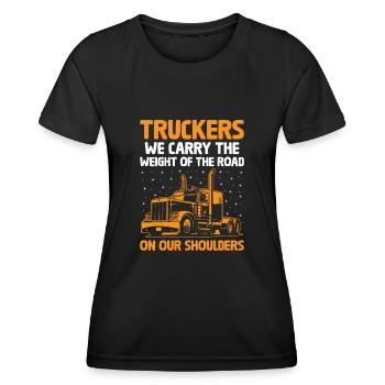 Trucker Fahren Papa Trucker Vater LKW-Fahrer - Frauen Funktions-T-Shirt - Schwarz - Vorne - AI Model Female 172 light (172cm)