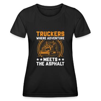 Trucker Fahren Papa Trucker Vater LKW-Fahrer - Frauen Funktions-T-Shirt - Schwarz - Vorne - AI Model Female 172 light (172cm)