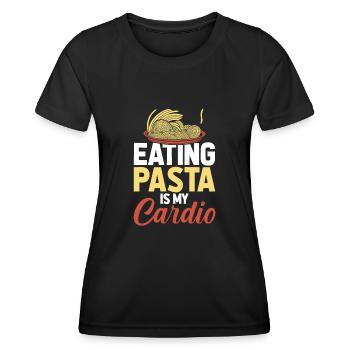 Citation de Pasta Funny Cardio - T-shirt sport Femme - noir - Devant - AI Model Female 172 light (172cm)