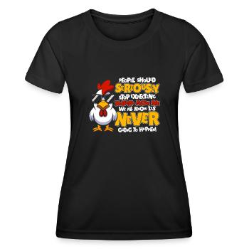 Huhn Henne - Frauen Funktions-T-Shirt - Schwarz - Vorne - AI Model Female 172 light (172cm)