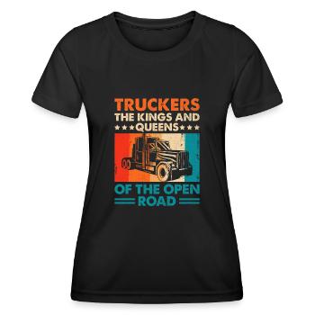 Trucker Fahren Papa Trucker Vater LKW-Fahrer - Frauen Funktions-T-Shirt - Schwarz - Vorne - AI Model Female 172 light (172cm)