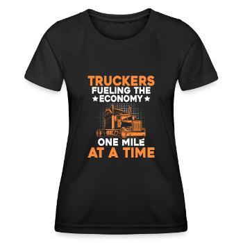 Trucker Fahren Papa Trucker Vater LKW-Fahrer - Frauen Funktions-T-Shirt - Schwarz - Vorne - AI Model Female 172 light (172cm)